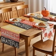 thumbnail image 5 of Fall Table Runner Thanksgiving Autumn Harvest Grateful Table Runners Wooden Board Yellow Orange Black Cotton Linen Dresser Scarf Kitchen Dining Table Decor for Fall Holiday Party Decor 13x90 Inch, 5 of 9