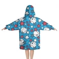 thumbnail image 2 of Blue Stars and Baseballs Pattern Blanket Hoodies for Kids 6-13YR Oversize Wearable Blanket Hoodies for Boys Girls Teens, 2 of 7