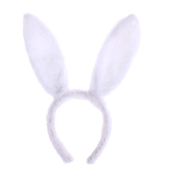 Miangastore White Plush Bunny Ears Hairbands with Headband 1 Set