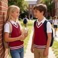 thumbnail image 7 of Tdoqot Gilrs Sweaters Vest- V-Neck Soft Warm Sleeveless Casual Kids Knit Tnak Tops Red Size 1 T, 7 of 7