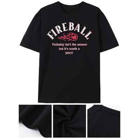 Velto Men's Retro "Fireball" Graphic T-Shirt - 100% Cotton, Soft & Breathable with All Size S-5XL