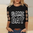 thumbnail image 2 of Gamivast Womens Graphic T Shirts Game Day Multi Ball Graphic Print Crew Neck 3/4 Sleeve Graphic Tees Basic Tees Casual Athletic Game Day Wear, 2 of 6