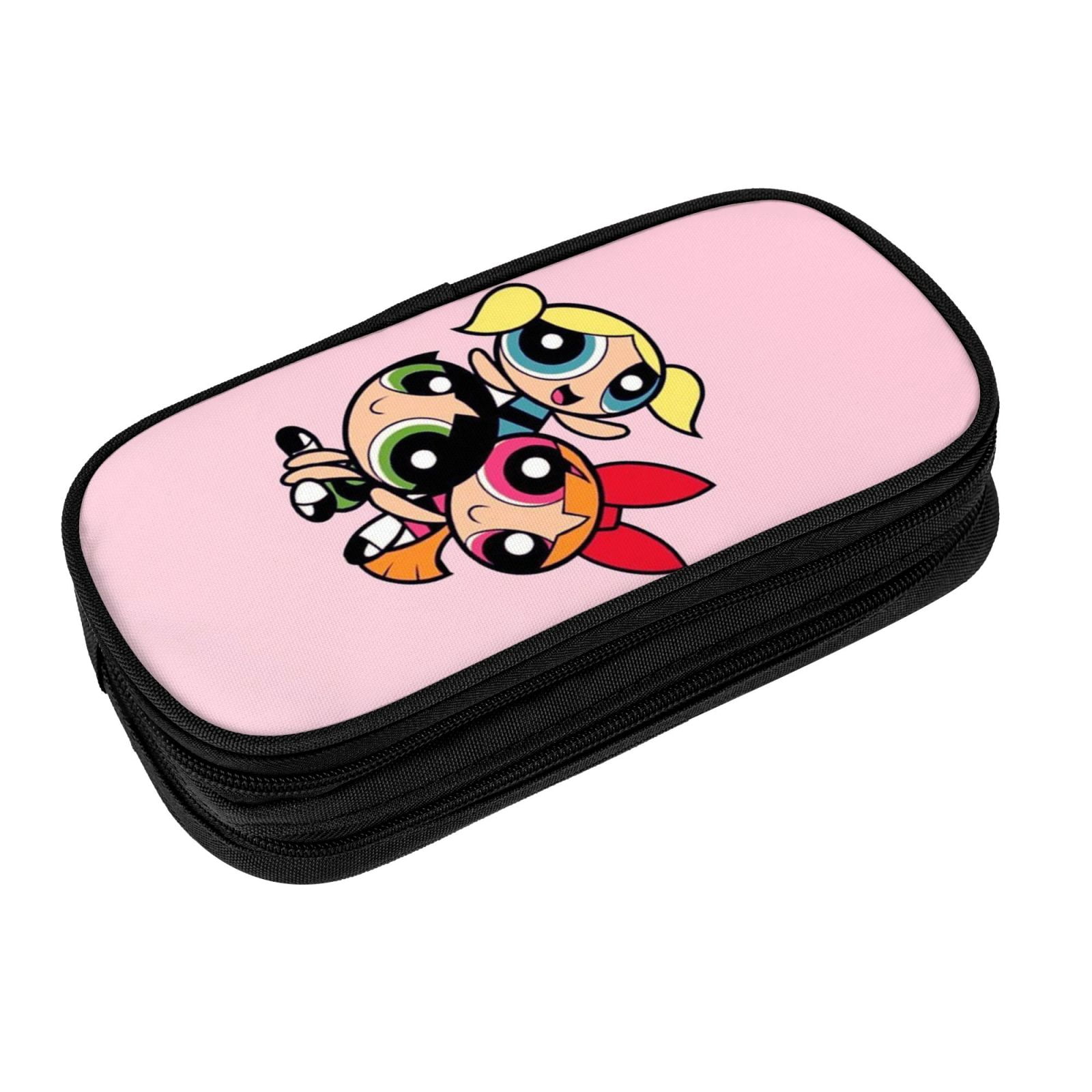 The Powerpuff Gi-rls Pencil Case Large Capacity Pencil Pouch Pen Bag Office Stationery Organizer Travel Makeup Bag Black