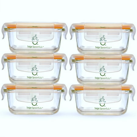 Sage Spoonfuls Tough Glass Tubs Baby Food Storage Containers, 4oz (set of