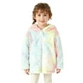 thumbnail image 2 of EnJoCho Girls Fuzzy Tie Dye Zip Pullover Sher𝗉a Hooded Sweatshirt Soft Plush Warm Fluf𝖿y Winter Tops Rainbow Cozy Fleec𝖾 Jacket, 2 of 9