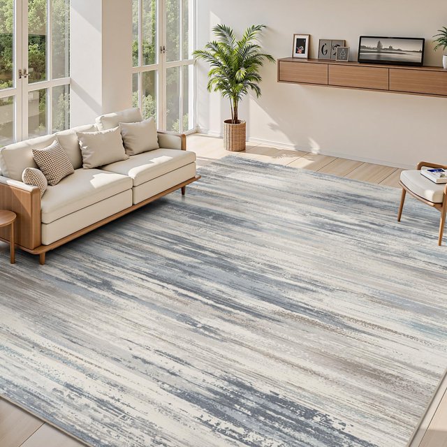 Abstract Area Rug x Modern Rugs for Living Room Neutral Machine Washable Rug Non Slip Carpet for Bedroom Office Living Room Dining Room Nursery Rug Grey &