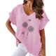 thumbnail image 1 of Gibobby Casual Playera de Manga Corta para Mujer Estampado floral cuello en V algodón casual murciélago manga corta camiseta mujer(Rojo,M), 1 of 4