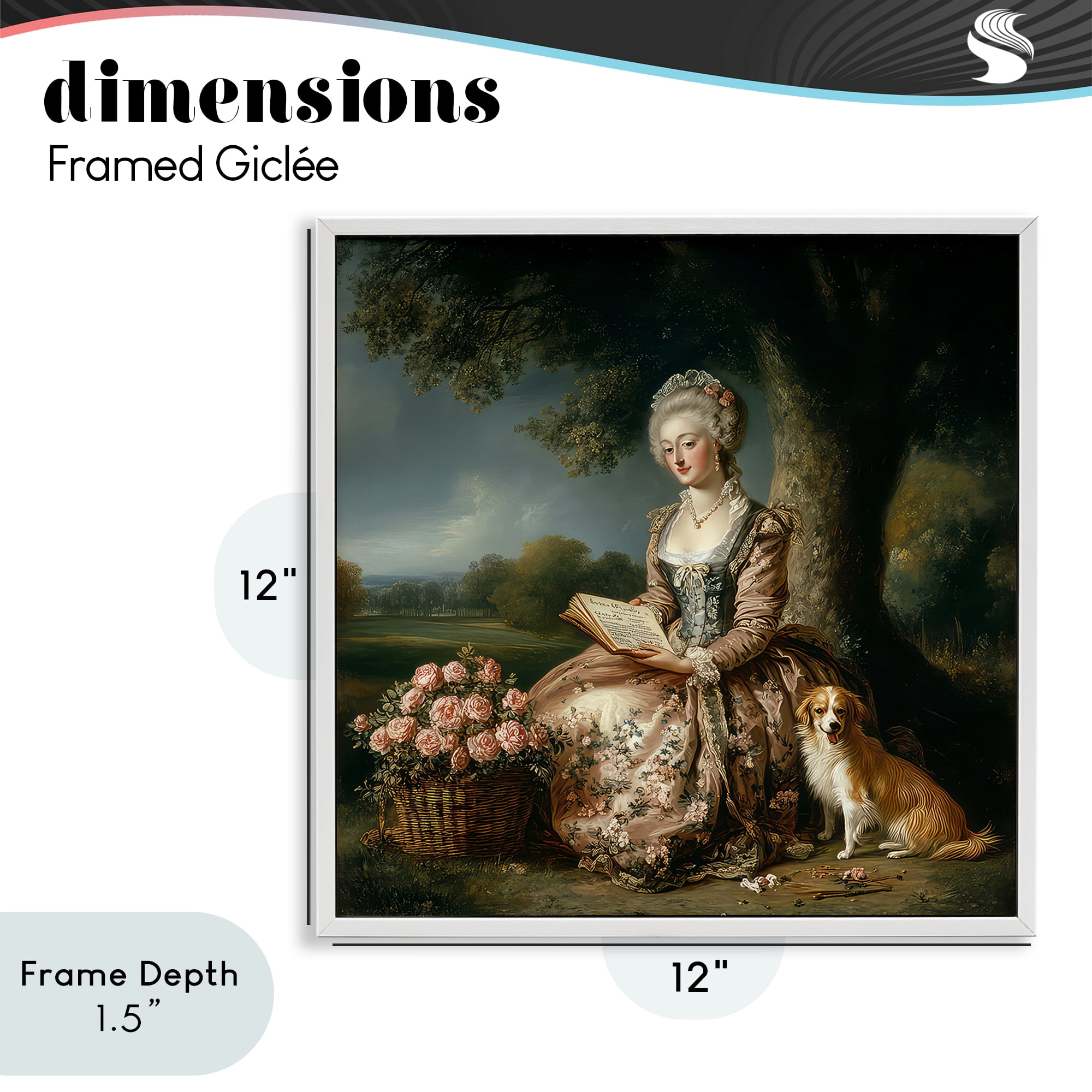 Stupell Industries Rococo Woman with Dog White Framed Giclee Art, design by The Wands Want
