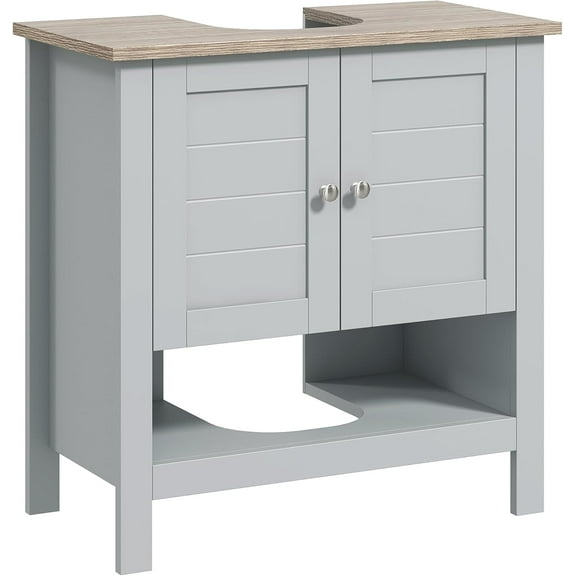 Pedestal Sink Storage Cabinet, Under Sink Bathroom Vanity with Adjustable Shelf and Open Bottom Shelf, Gray