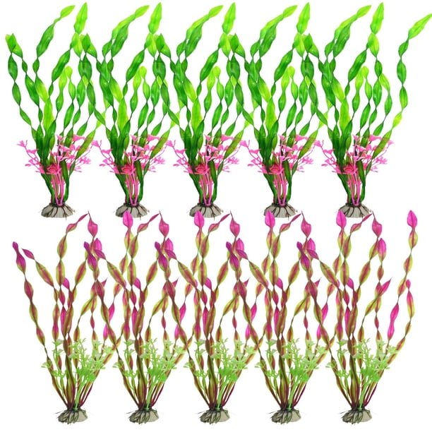 Adornos de plantas de simulación de plástico para acuario. Adornos para peceras, plantas acuáticas de simulación
