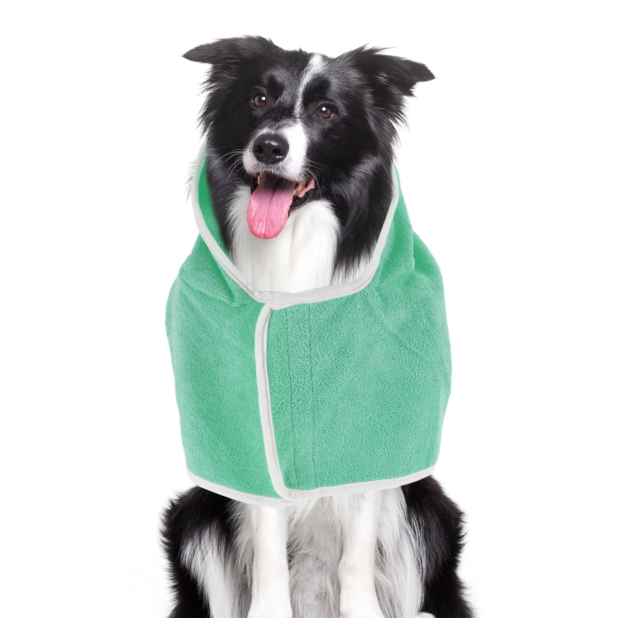 Unique Bargains Hooded Dog Bathrobe Soft Pet Towel Dog Towel Absorbent Coat XXS Green