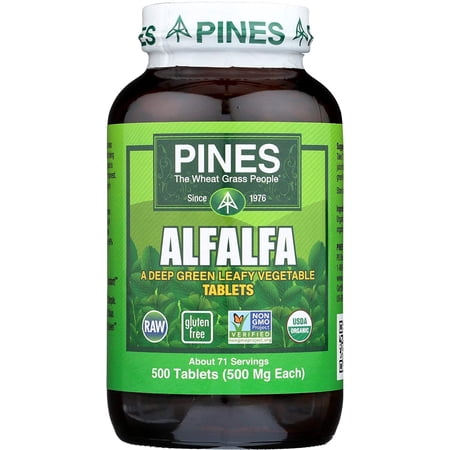 Pines Organic Wheat Grass Powder, Alfalfa Deep Green Leafy Vegetable, 500ct