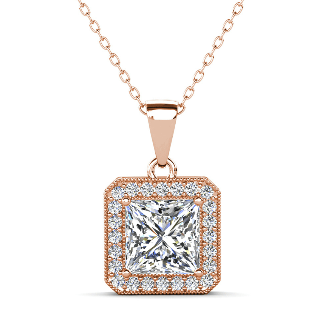 Cate & Chloe Norah 18k Rose Gold Plated Jewelry Set with Simulated Diamonds Gift for Women