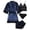 A-Navy184, variant on XIAONU Women's Lace Trimmed Satin Pajama Set Delicate Four Piece Nighttime Sleepwear