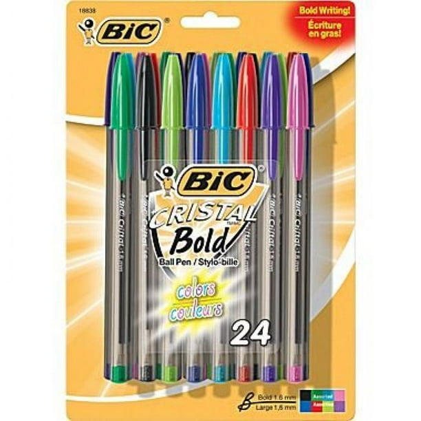 Bic Cristal Xtra Bold Stick Ballpoint Pens, 1.6mm, Bold Point, Assorted