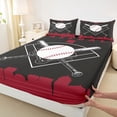 thumbnail image 4 of Erosebridal Baseball Print Boys Full Size Sheets, Grey Brown Red Bed Sheets, 4 Pieces, 4 of 5