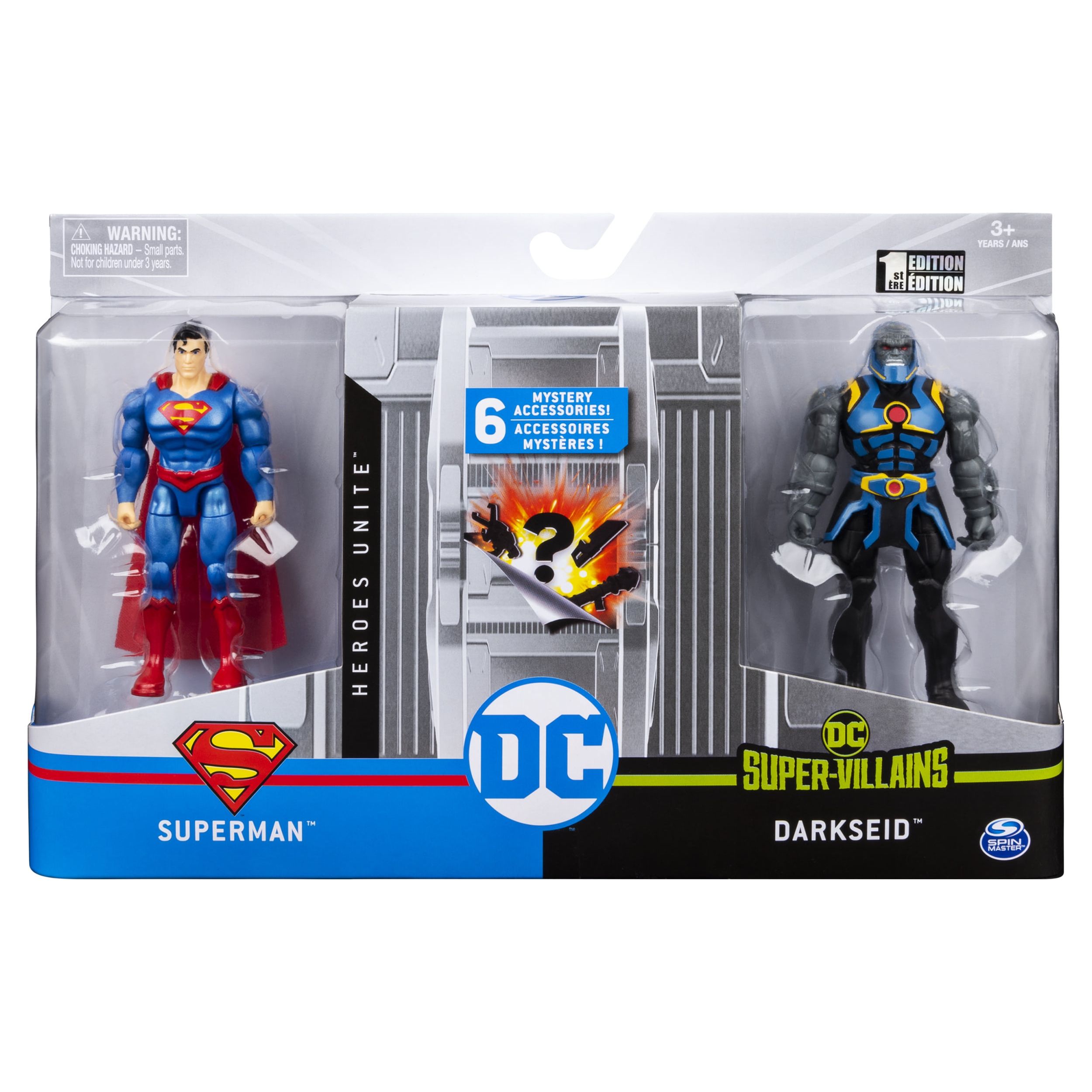 DC Comics Action Figures Superman Vs. Darkseid – Confezione Da 2 Con 6 Accessori Misteriosi, Collezionabili 10cm