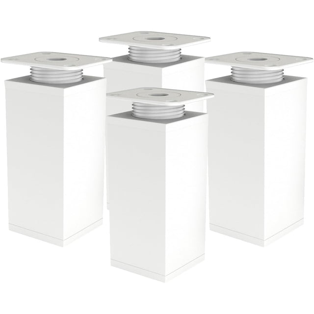 Pata para muebles - Pata ajustable para sofá - Pata ajustable para muebles - Juego de 4 - Angular 40 x 40 mm - Piezas de repuesto de metal - Accesorios de montaje incluidos - 120 mm blanco