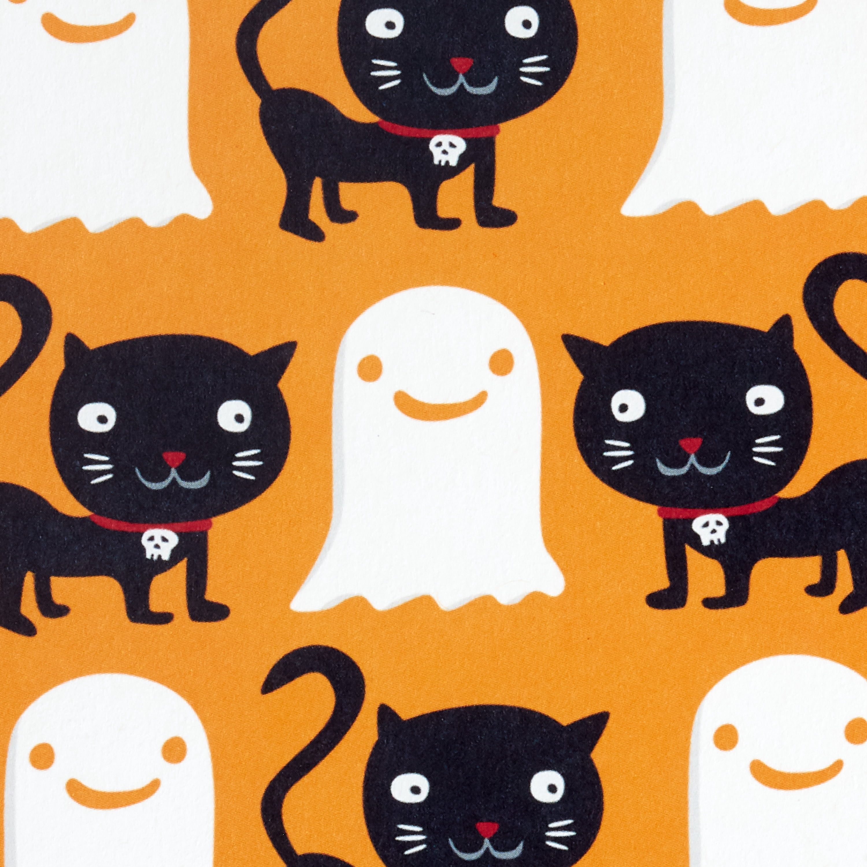 Hallmark Halloween Cards (Checkerboard Ghosts and Black Cats), 6 Count