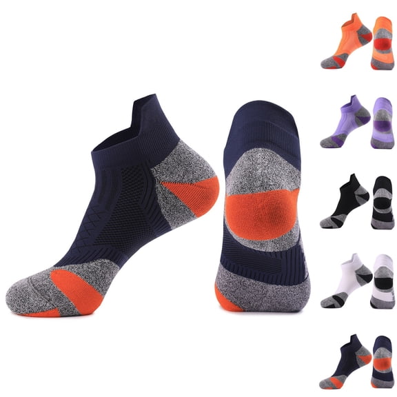 QLEICOM No Show Socks Men,Men's Performance Sports Socks for Outdoor Cycling Running and High- Training Cushioned Socks Provide Arch Support and Water Wicking Comfortable Purple