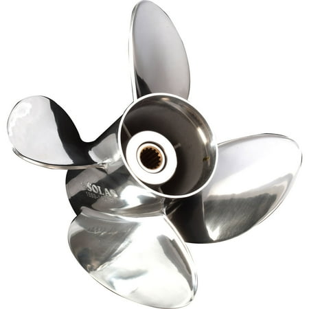 UPC: 0824375012389 | Solas 1553-141-19 HR Titan 4-Blade Stainless Steel Boat Propeller – RH  14-1/8 In. Diameter x 19 In. Pitch