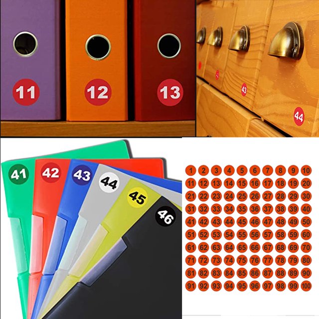 Lot de 100 Autocollants de Chiffres Consécutifs Utilisation à Long Terme Classification Inventaire Rangement Fait Main Fournitures d'Organisation Décalcomanies Noir sur Rouge type 5