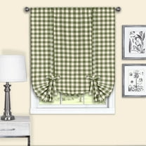 Achim Buffalo Check Window Curtain Tie Up Shade, 42 x 63, Sage