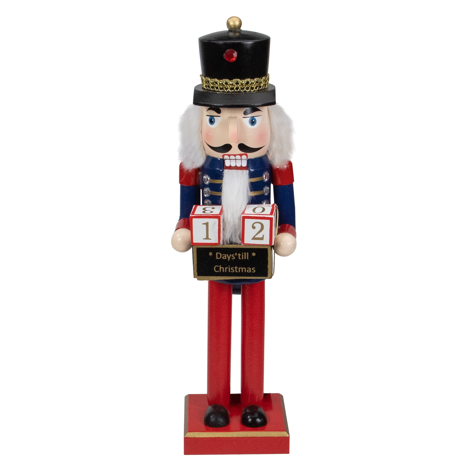 14" Red and Blue Christmas Nutcracker with Countdown Sign - Walmart.com