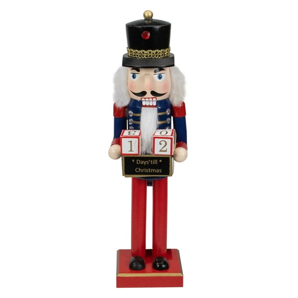 Northlight 14" Red and Blue Christmas Nutcracker with Countdown Sign