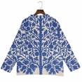 thumbnail image 4 of LEKODE Cropped Cardigan Long Sleeve V Neck Button Down Hollow Out Floral Crochet Cover Up Going Out Outerwear A Blue L, 4 of 5