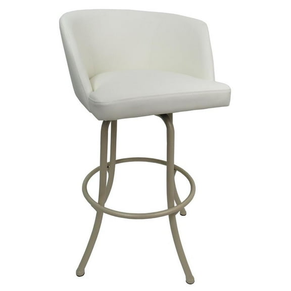 Swivel Counter Metal Bar Stool 26" Joey - Snow White - Beige