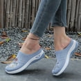 thumbnail image 6 of Floleo Women's Backless Slip On Floral Embroidery Knit Mule Sneakers, Breathable Mesh Wedge Sole Casual Daily Walking Footwear(Light Blue,5.5), 6 of 8