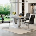 thumbnail image 4 of JUFU Modern Black Dining Chairs Set of 4, Faux Leather High Back with Chrome Legs, 4 of 8