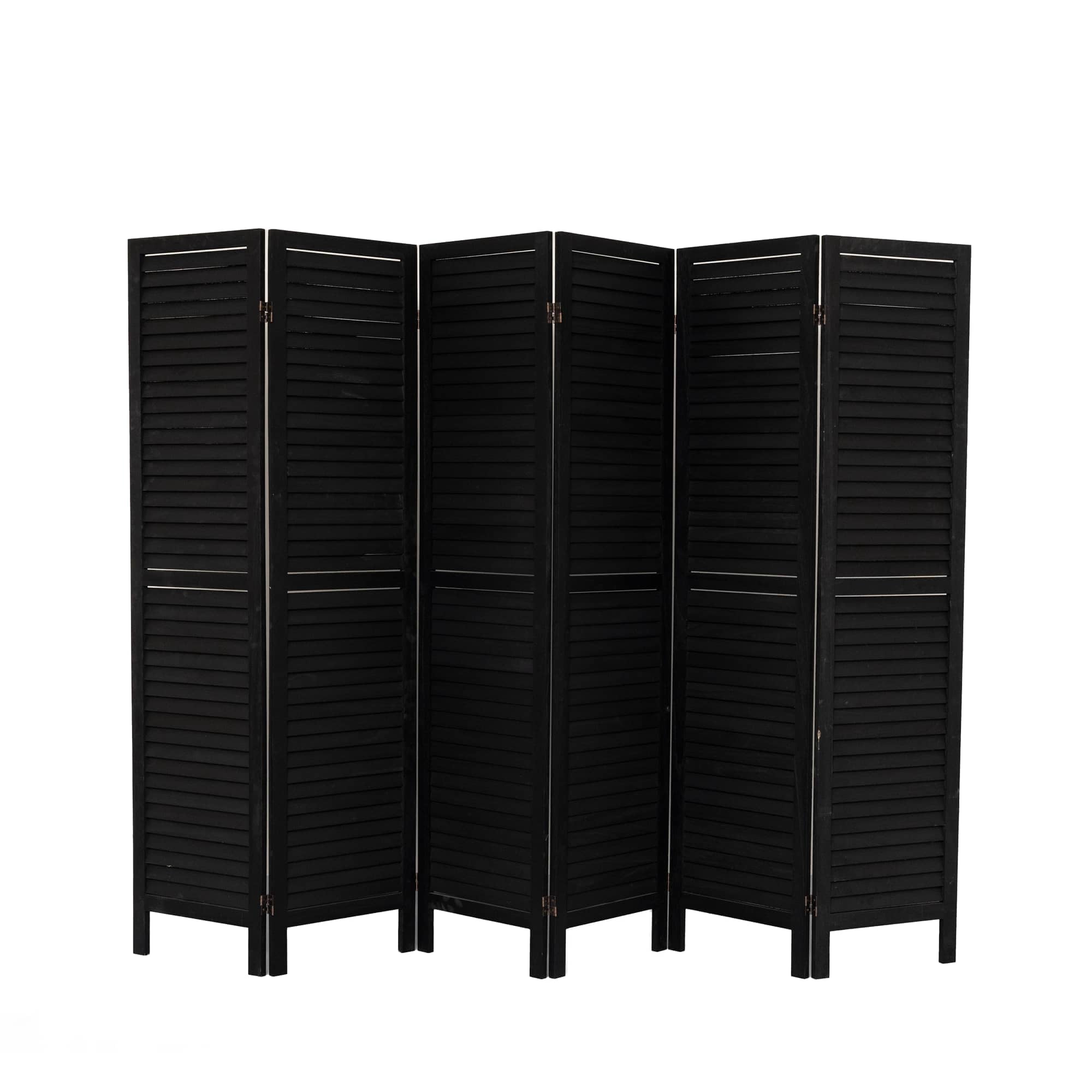 MAYEERTY 6 Panel Room Divider, 5.6Ft, Freestanding Louvered Folding Privacy Screen, Black