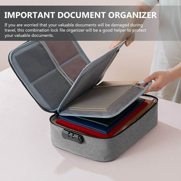 Storage Bag with Lock File Folder Organizer Portable Important Document Waterproof Holder Paper Travel