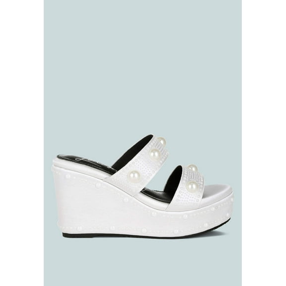Django Pearl Embellished Wedge Sandals