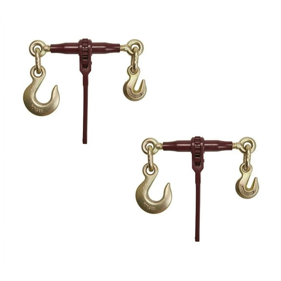 (2 Pack) PRO Heavy Duty Chain Specialty Binder Ratchet Style 3/8"-1/2" Grab Hook & 5/8" Slip Hook, 12,000 lbs WLL