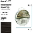 thumbnail image 3 of The Beadsmith Knot-it Nylon Cord - Chinese Knotting Cord, Black Color, 1.5 mm Diameter, 5-Meter Spool, 3 of 6