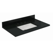 Sagehill Designs 37" Gemstone Black Quartz Top with Integrated White Rectangular Ceramic Basin