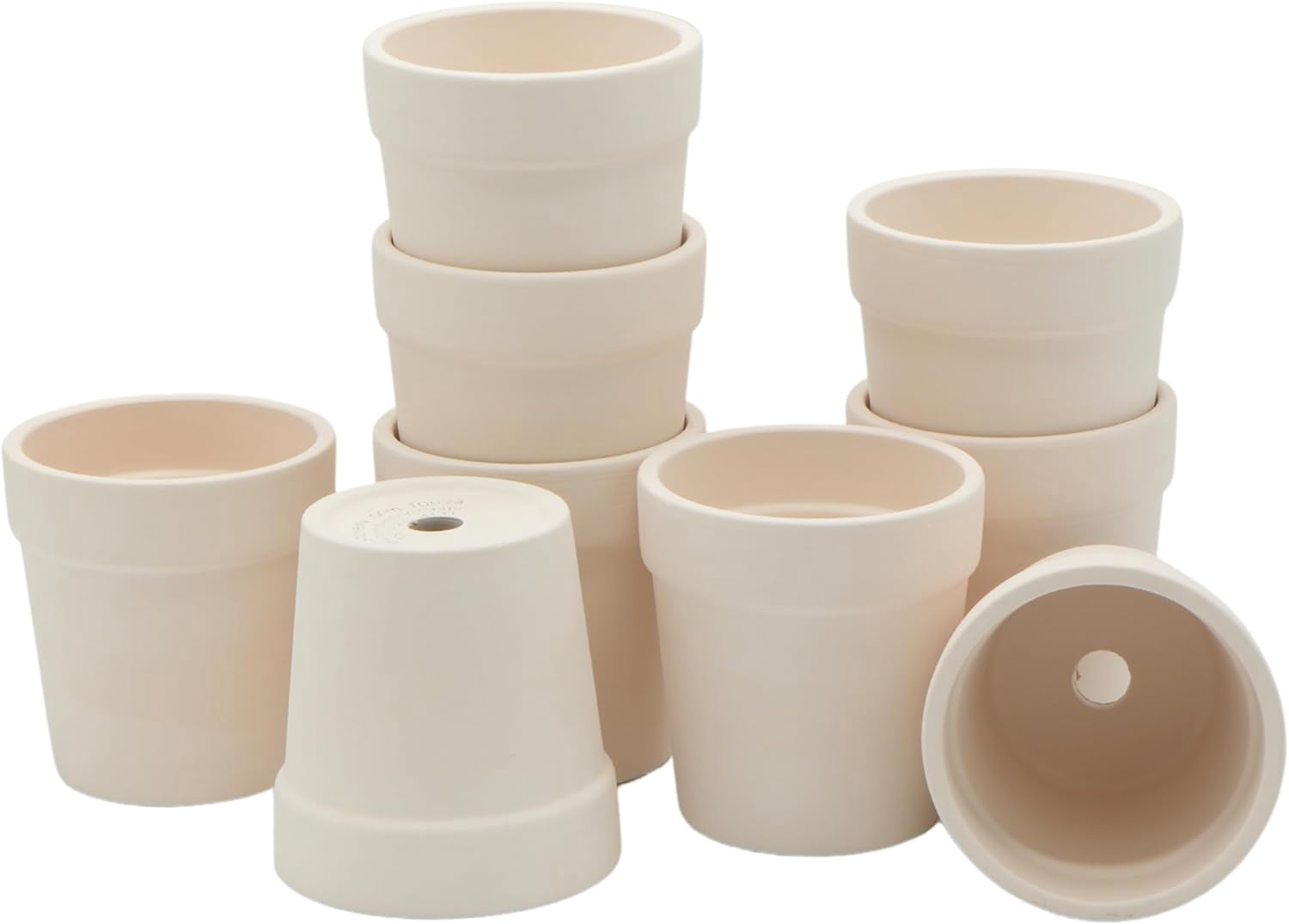 4E's Novelty 12-Pack Small Ceramic Flower Pots with Drainage Holes, 3.14-inch Clay Planters for Succulents, Cactus, DIY Painting Craft