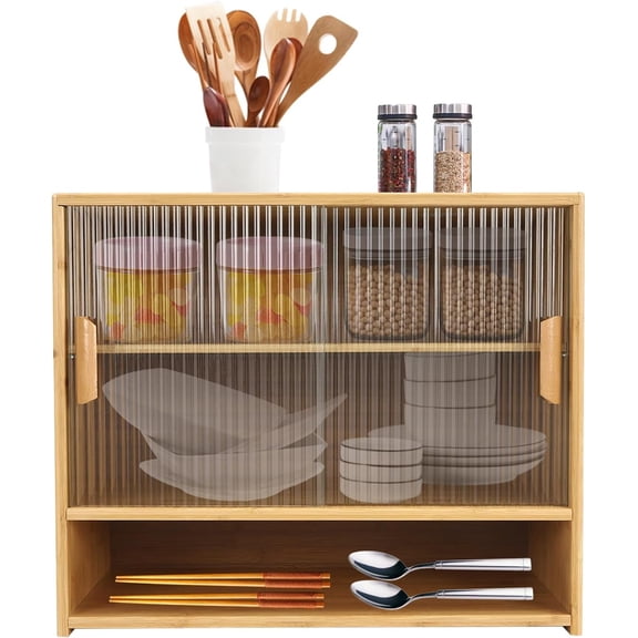 Buffet Cabinet with Storage,Coffee Bar Cabinet,Bamboo Kitchen Pantry Sideboard,Freestanding Countertop Cabinet,Open Platform Cabinet,for Hallway, Entry, Living Room,Dining Room