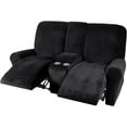 thumbnail image 4 of Housse de Causeuse Inclinable 2024 avec Console Centrale, Housse Extensible en Velours pour Fauteuil Inclinable 2 Places avec Porte-Gobelet, 4 of 10