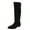 Black, variant on Knee High Boots for Women Flat Heel Pointed Toe Boots Side Zipper Long Boots(Khaki,7)