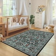 thumbnail image 4 of Washable Rug for Living Room, 9x12 Large Area Rug for Dining Room Under Table, Bedroom, Floral Soft Low Pile Non Slip Stain Resistant Carpet for Nursery, Playroom, Office, Black, 4 of 6