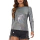 thumbnail image 1 of INSPIRAR CHIC Camiseta de Mujer de Manga Larga Brillante con Purpurina Metálica L Negro Multicolor, 1 of 6