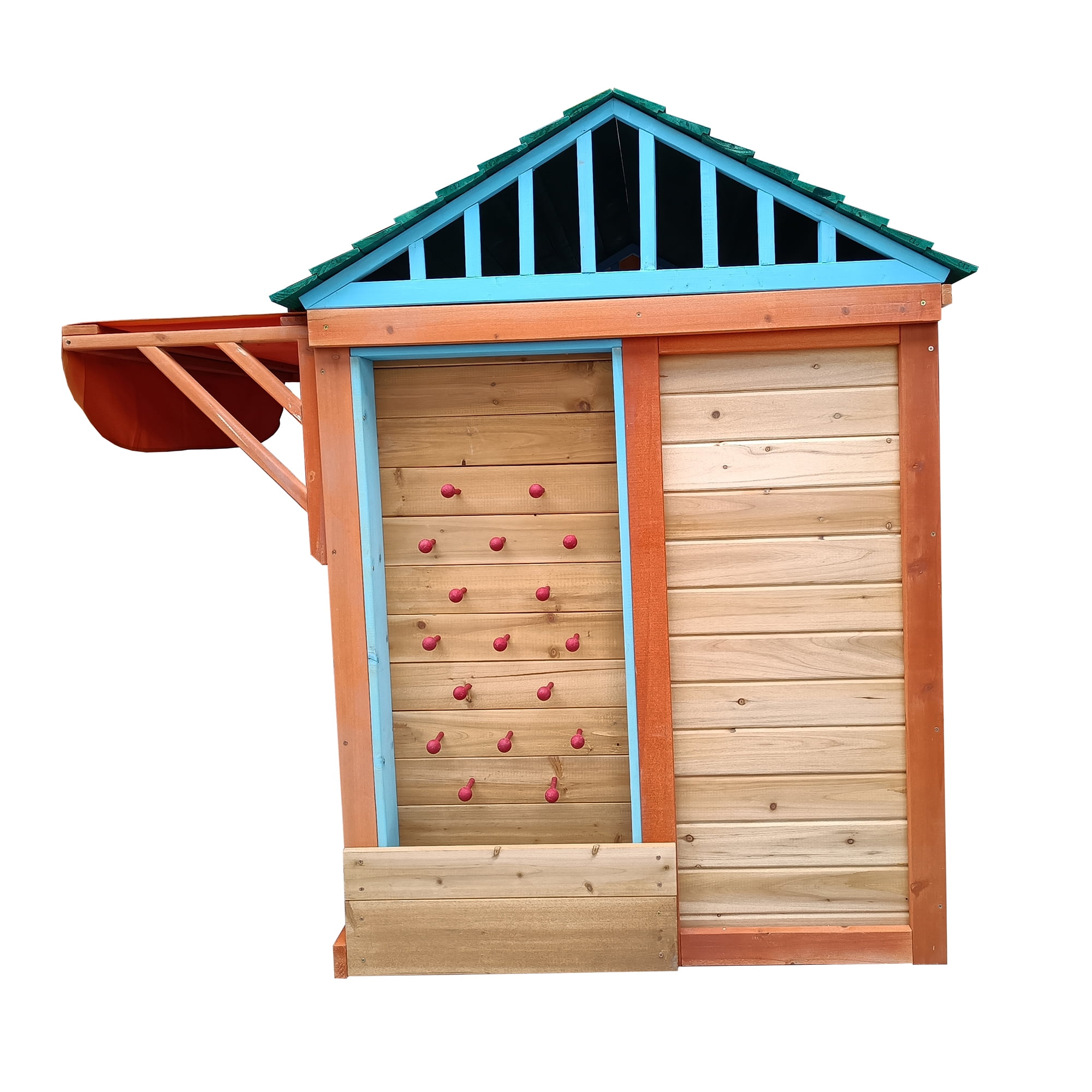 CIPACHO 64" Eco-Friendly Outdoor Solid Wooden 4-in-1 Game House for Kids Garden Playhouse with Different Games on Every Surface, Orange CIPACHO 64" Eco-Friendly Outdoor Solid Wooden 4-in-1 Game House for Kids Garden Playhouse with Different Games on Every Surface, Orange