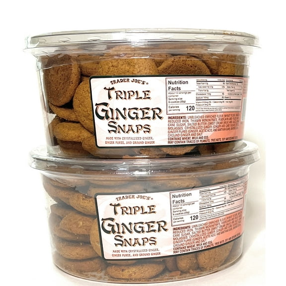 Trader Joe's Triple Ginger Snaps 14 oz Container 2 pack