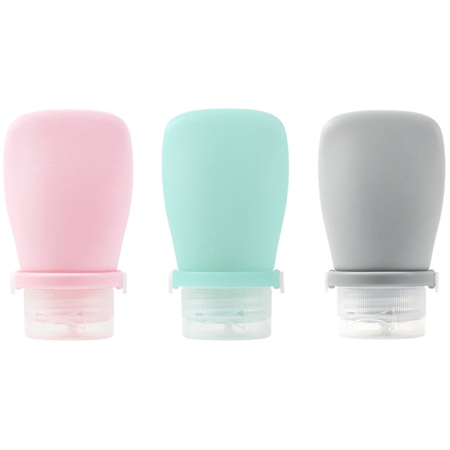 Laklulu Juego de 3 botellas de viaje, botellas y contenedores de viaje de 60 ml, pequeñas mini botellas vacías de plástico para artículos de tocador de viaje, champú y acondicionador