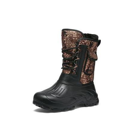 OwnShoe Men's Snow Boot Waterproof Warm Fur Lined Rain Booties Outdoor Shoes