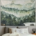 thumbnail image 2 of PRATYUS Misty Mountain Tapestry Wall Hanging Foggy Forest Tree Nature Landscape Tapestries Green Watercolor Mountains Scenery Wall Home Decor for Bedroom Living Room Dorm Multi Size Painting, 2 of 6